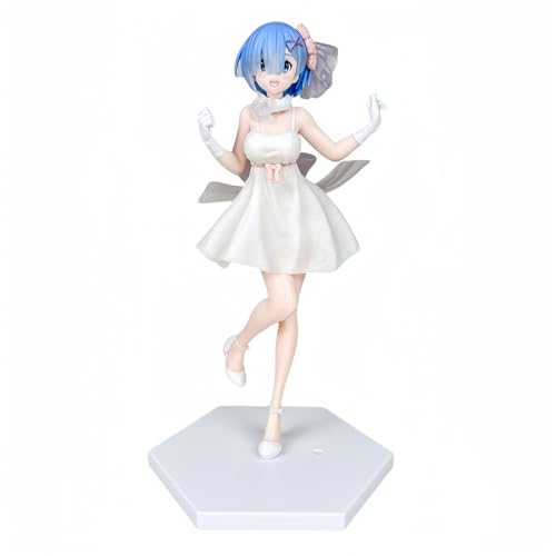 Anime Actionfiguren Modell Statue Japanischer beliebter Anime - Blaues Haar, weißer Rock, Kristallschuhe, weibliches Bleigewicht 235 Gramm, Höhe 24 Centimeters-L von Generisch