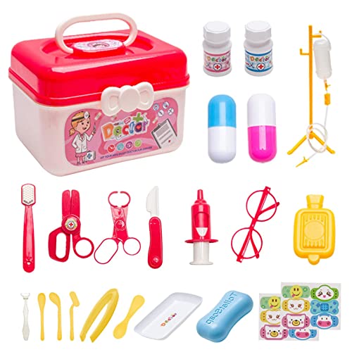 Arztkit für Kinder - 23 stücke Spielhaus Spielzeug Arzt Set Stethoskop Kinder Spielhaus Aufbewahrungsbox,Simulation Doctor Supplies Toy Boy Girl Box für Geschenke ab 3 Jahren von Generisch