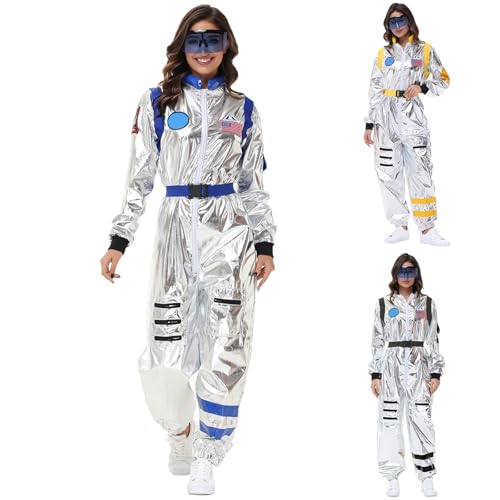 Astronauten Kostüm Damen Silber Astronauten Kostüm Weltraum Kostüm Verkleidung Raumfahrer Kostüm Weltraumanzug Pilotenkostüm Karneval Kostüm Gruppenparty Bühnenshow Kostüm von Generisch