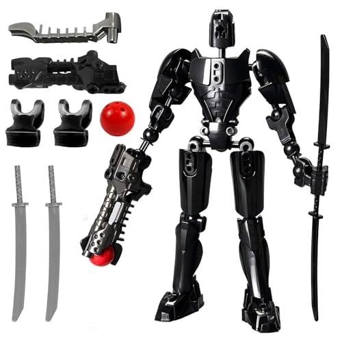 Aufbewahrung & Zubehör PVC Actionfiguren Modell Ganzkörperaktivität Verbesserter Roboter Enthält Handbewegungen und 3D-gedruckte Schaufensterpuppe für Spielzeug Bausteine Kompatibel (Black, One Size) von Generisch