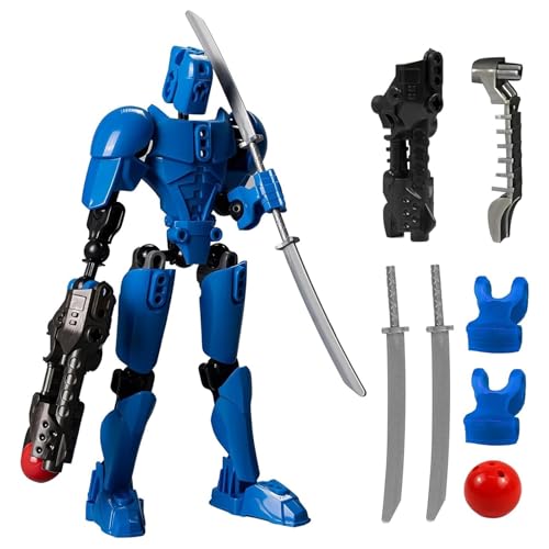 Aufbewahrung & Zubehör PVC Actionfiguren Modell Ganzkörperaktivität Verbesserter Roboter Enthält Handbewegungen und 3D-gedruckte Schaufensterpuppe für Spielzeug Bausteine Kompatibel (Blue, One Size) von Generisch