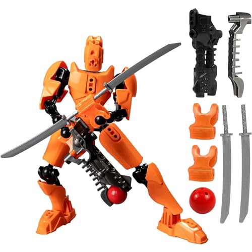 Aufbewahrung & Zubehör PVC Actionfiguren Modell Ganzkörperaktivität Verbesserter Roboter Enthält Handbewegungen und 3D-gedruckte Schaufensterpuppe für Spielzeug Bausteine Kompatibel (Orange, One Size) von Generisch