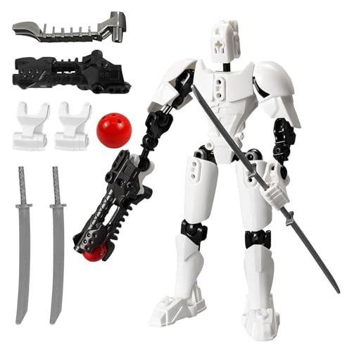 Aufbewahrung & Zubehör PVC Actionfiguren Modell Ganzkörperaktivität Verbesserter Roboter Enthält Handbewegungen und 3D-gedruckte Schaufensterpuppe für Spielzeug Bausteine Kompatibel (White, One Size) von Generisch