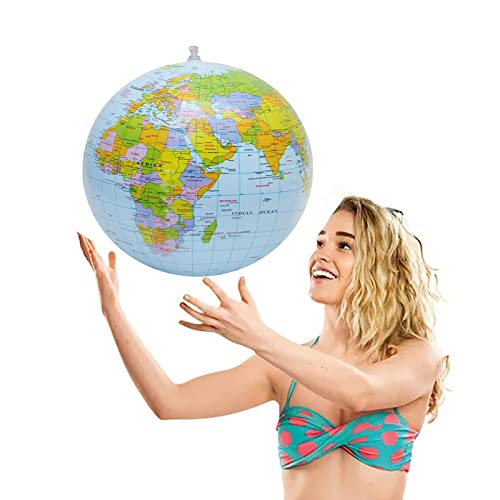 Aufblasbarer, Aufblasbarer Erdkugel | Inflatable Globe PVC-Weltkugel | 16 Zoll Aufblasbarer Earth Blow Up World Globe Beach Ball für Strandspiele, Anti-Stressball, Perfekt für die Reise von Generisch