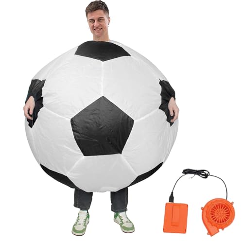 Aufblasbares Fußball-Kostüm, lustige Fußball-Form, Uniform, aufblasbares Fußball-Kostüm, Karneval, Fußball, Cosplay-Set mit Luftgebläse für von Generisch