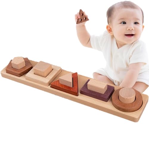 Ausgaben die passenden Spielzeuge, passendes Spiel für Kinder, geometrisches Puzzle, Lernspielzeug aus Holz, innovatives Sortierspiel Sorter mit geometrischen für Kinder von Generisch