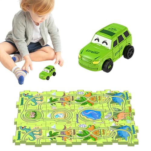 Auto-Puzzle-Strecke, Puzzle-Racer-Auto-Strecken-Set - Puzzle Rail Car Toys Lernspiele | Dinosaurier-Thema, Lernspielzeug, Auto-Spielset, Bauspielzeug, Puzzle-Brettspielset für Kleinkinder von Generisch