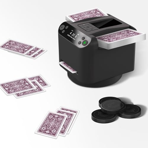 Automatischer Kartenhändler & Shuffler Maschine - 2-in-1 360° drehbares Smart Deal für Poker, UNO, Blackjack, Texas Hold'em - Universal Casino Tischzubehör von Generisch