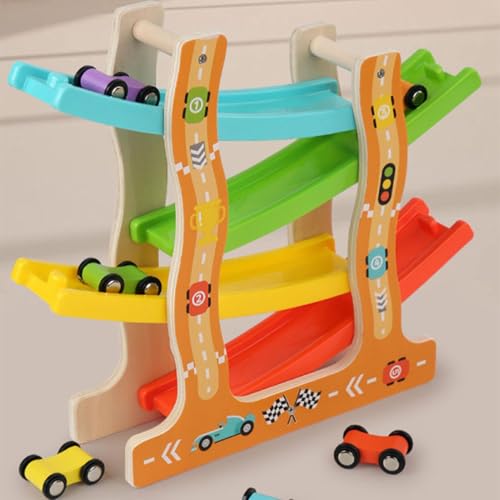 Autorampenspielzeug – Rennstrecke Aus Holz | Auto Ramp Racer | Click claack Track Holzautospielzeug | Autorampenfahrzeug-Spielsets | Zick-Zack-Autorutsche | Klicken Sie Auf Clack Track | von Generisch