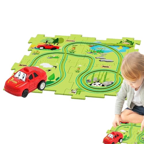 Autorennbahn, Puzzle-Autobahn | Kinder-Rennstrecken-Set | Autostreckenspiel, lehrreiches Bauspielzeug, Rennstrecken für Kinder ab 3 Jahren von Generisch