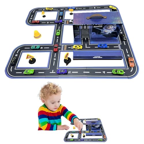 Autorennbahn, Spielzeugstrecken für Autos, Auto-Puzzlespiele Spielzeug-Rennwagen Spielzeugautos für Kleinkinder, Einfach zu erstellende Szenen, kreative Supercar-Weltraum-Themenautobahn, verbessern di von Generisch