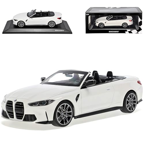 B-M-W 4er G22 M4 Cabrio Weiss Ab 2020 1/18 Minichamps Modell Auto mit individiuellem Wunschkennzeichen von Generisch