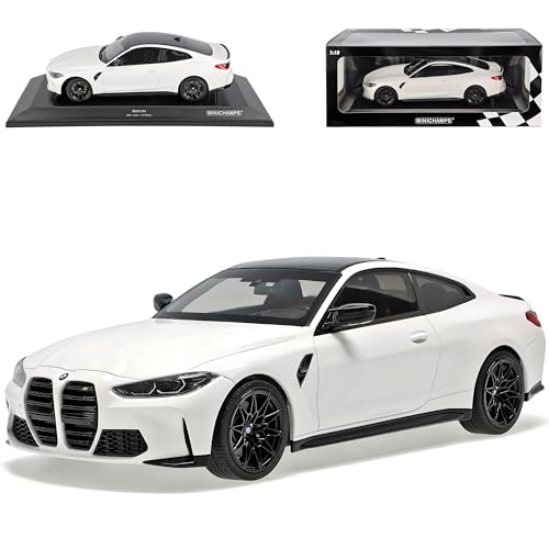 Generisch B*M*W 4er G22 M4 Coupe Weiss Ab 2020 1/18 Minichamps Modell Auto mit individiuellem Wunschkennzeichen von Generisch