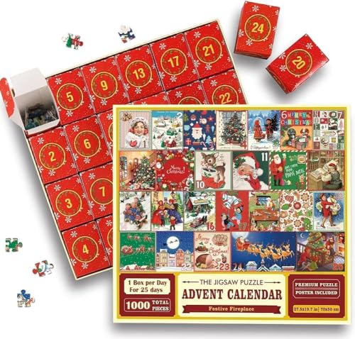 B X Weihnachtspuzzle, 1000 Teile, Weihnachtspuzzle, für Erwachsene und Kinder, 24 Teile, 1000 Teile, Puzzle, Geschenk für Countdown bis Weihnachten (A-1000 Teile) von Generisch