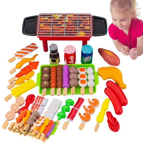 BBQ Grill Playset - Kinder Barbecue Playset, tun Sie Play Barbecue Grill Toy, Food BBQ Toy Set mit gefälschtem Food Accessoires | Interactive Kinder Kochspielset, Camping BBQ Grill Set für Kinder von Generisch