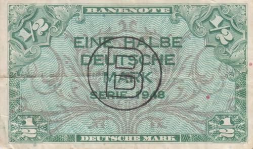 BRD (BR.Deutschland) Rosenbg: 231a mit B-Stempel gebraucht (III) 1948 1/2 Deutsche Mark (Banknoten für Sammler) von Generisch