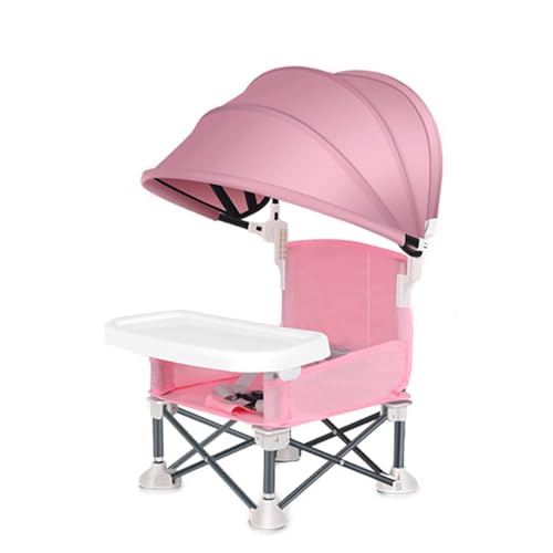 Baby Dreirad Baby-Klappstuhl, Sitzerhöhung für Strandcamping im Freien | Kleinkind-Campingstuhl mit Tablett und, Faltbarer Baby-Campingstuhl mit Tablett, tragbarer Evolutionäres (Pink, One Size) von Generisch