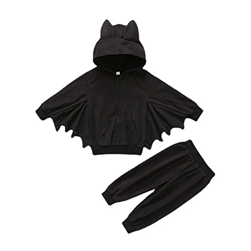 Baby Halloween Kostüm, Fledermaus Kostüm für Baby und Kinder, Junge Mädchen Lustiges Halloween Babys Outfit, Zipper Sweatshirt Jacke mit Kapuze und Hose Fledermauskostüm, Halloweenkostüm für Babys Baby Halloween Kostüm, Fledermaus Kostüm für Baby und Kinder, Junge Mädchen Lustiges Halloween Babys Outfit, Zipper Sweatshirt Jacke mit Kapuze und Hose Fledermauskostüm, Halloweenkostüm für Babys von Generisch