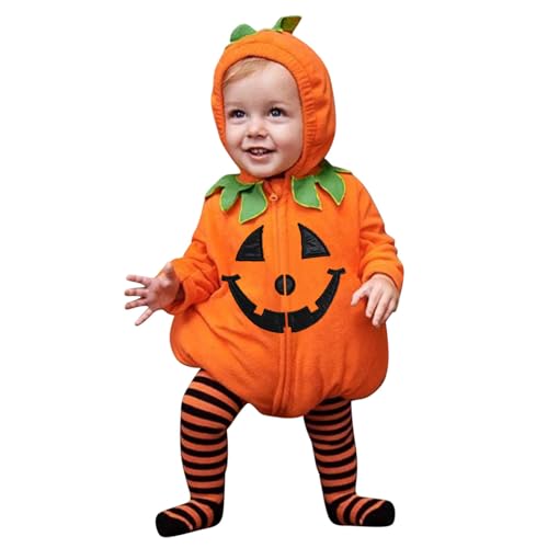 Baby Halloween Kostüm Kinder Halloween Kürbiskostüm Halloweens Baby Kleidung Jungen Mädchen Pumpkin Body Overall mit Kapuzen + Gestreifte Leggings Winter Outfit Kleinkinder (10 Orange, 18-24 Months) Baby Halloween Kostüm Kinder Halloween Kürbiskostüm Halloweens Baby Kleidung Jungen Mädchen Pumpkin Body Overall mit Kapuzen + Gestreifte Leggings Winter Outfit Kleinkinder (10 Orange, 18-24 Months) von Generisch