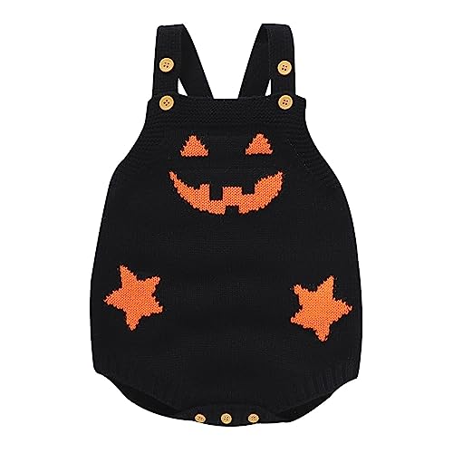 Baby Halloween Kostüm Kinder Unisex Kürbis Straps Bodysuit Jumpsuit Karneval Festival Strampler Outfits Festlich Pumpkin Cosplay Sets Oberteil Party Neugeborenen Kleidung, 0-18 Monate. von Generisch