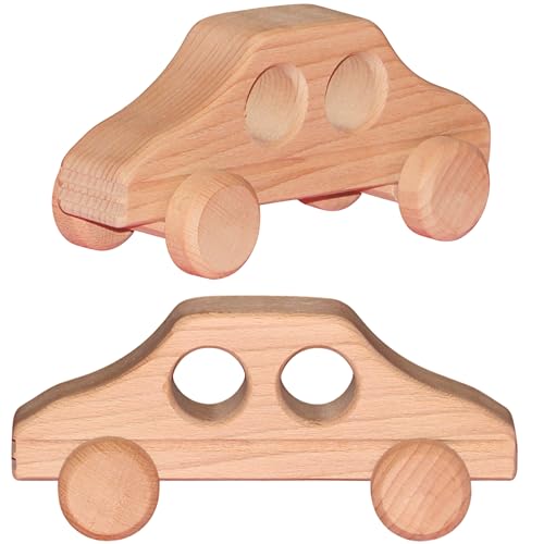 Baby Holzspielzeug Auto - Spielzeug für Kleinkinder - Baby Auto mit 3 Arten von Karosserien - XL Größe 17 x 7 x 8 cm - Natürliches Holz Autos Hergestellt in EU aus Buchenholz - Spielzeugauto (Sedan) von Generisch