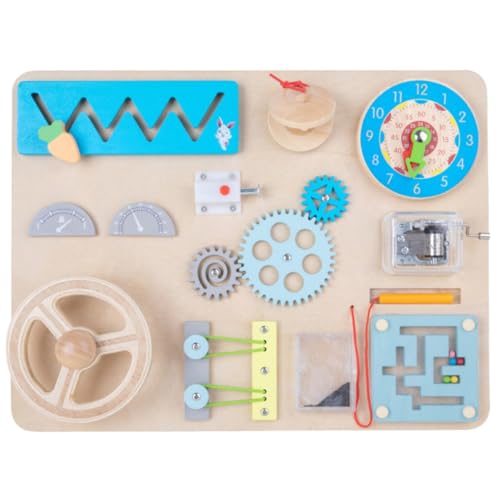 Baby Kleinkindspielzeug Home Busy Board Montessori Toy Wooden Car Steering Wheel Busy Board Toddler Sensory Toys Activity Board for Toddlers Kids Educational Activities Baby (Sky Blue, One Size) von Generisch