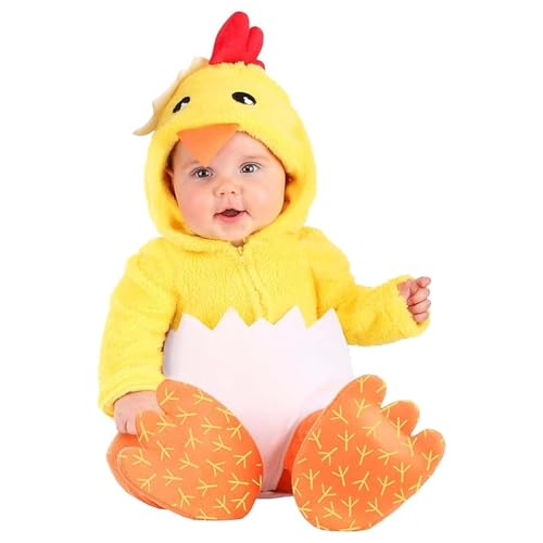 Baby Kostüm Fasching Huhn Kostüm Kinder Mädchen Jungen Baby Ostern Strampler Kostüm Küken Kostüm für Baby Outfits Set Cosplay Fleece Baby-Tierkostüm für Kinder Kleinkind Karneval Halloween Outfit von Generisch