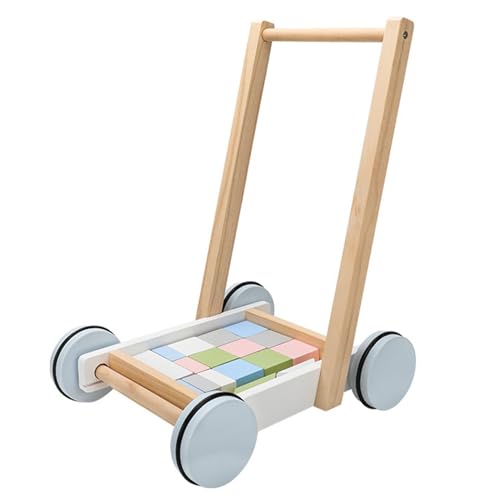 Baby Learning Walker - Holzkindstärke mit Blöcken | Bildungsspielzeug für 10-24 Monate, Safe für Mädchen &, erste Stufenunterstützung von Generisch