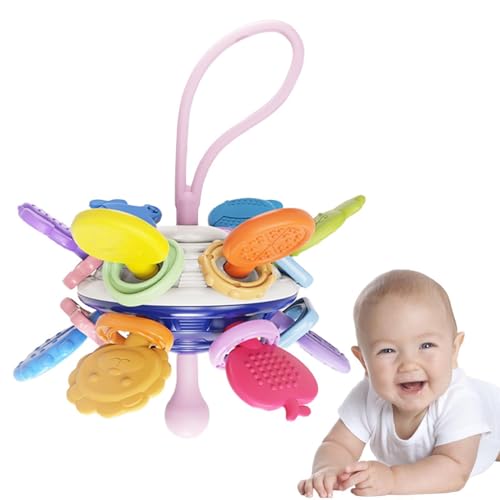 Baby Pull String Spielzeug, Sensory Toy, Lebensmittelqualität teether feinmotorische Fähigkeiten Reise -Pull -Seil, Pädagogische sensorische Spielzeuge, farbenfrohe Teether -Ball für Kinderkinder Kind von Generisch