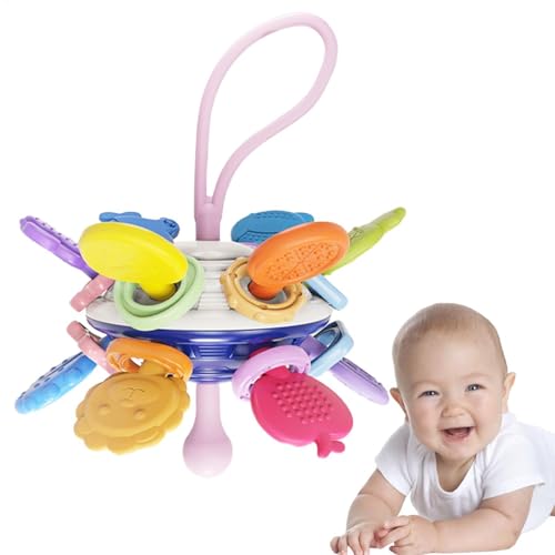 Baby Pull String Spielzeug, Sensory Toy,Teether Grip Training ziehen String Food Grade Travel Seil | Frühe pädagogische sensorische Spielzeuge, interaktiver farbenfroher Teether -Ball für Kinder, Kind von Generisch