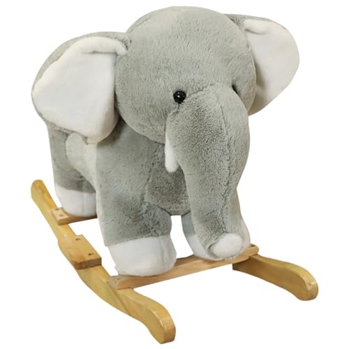 Baby Rocking Horse, Animal Elephant with Teddy Including Sound Effect Saddle Bridle Stirrups Plush Swing Rocker Children Baby Toy Balance Training Extra Soft Rocking Horse von Generisch