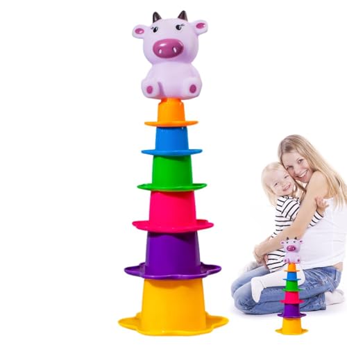 Baby Stacking Cups Bad Spielzeug, Stapelbabys Babyspielzeug - Nisting Regenbogen Kleinkind Wasserbecher für Bad | Badewater Wasserstapelspielzeug für Mädchen, Freunde, Kinder, im Alter von 0 bis 2 Jah von Generisch