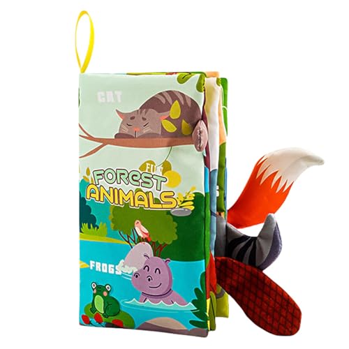 Baby-Stoffbücher, weiches Babybuch,Baby-Aktivitätsbücher mit Tierschwänzen - Weiche Stoffbücher, interaktives sensorisches Touch-Spielzeug, sensorisches Aktivitätsspiel für den Heimschul- und Kinderga von Generisch