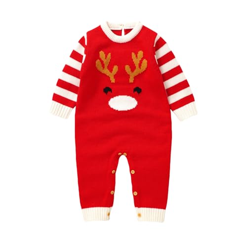 Baby Strampler für Mädchen und Jungen - Weihnachten Cosplay Kostüm Baby Weihnachten Outfit Strampler Langarm Rentier Print Baby Nikolaus Kostüm Santa Claus Kostüm Kinder Babykleidung Mädchen von Generisch