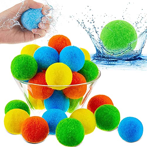 Baby Wasserspielmatte wiederverwendbar, 10 Stück Wasserspielzeug, Strandball, saugfähiger Wattebausch, saugfähiger Baumwoll-, Wasser-Springender Mit Rollen (Blue, One Size) von Generisch