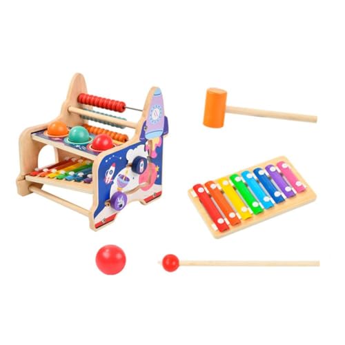 Baby-Xylophon, Hammerbank, Holzspielzeug-Set, Baby-Xylophon und TABURIN TAMBURIN als Geschenk für Babys, ideales Hammerspielzeug von Generisch