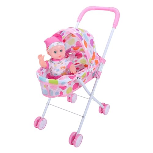 Babypuppenwagen, Autositz -Set Und Faltbare Kinderwagen Für Puppenwagen - Puppenwagensitz Mit Verstellbarer Markise, Babypuppenzubehör, Spielzeugwagen P. von Generisch