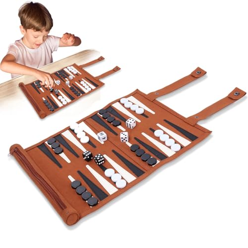 Backgammon-Brettspiele – 35,5 x 25 cm Reise-Backgammon-Set magnetisch | Leichtes Lederbrett-Gartenspiel | Backgammon-Reiseset für Kinder, Erwachsene, Outdoor-Gartenspiel, Brettspiel von Generisch