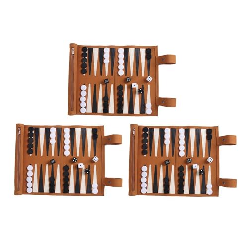 Backgammon Set 2 Spieler Klassisches, Deluxe Backgammon, Backgammon Set 14" Klassisches, Backgammon Brettspiel, Deluxe Holz Backgammon Set, Reise Backgammon zum Rollen, Brau-n, 35 x 25 cm von Generisch