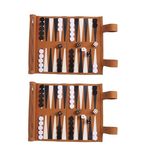 Backgammon Set 2 Spieler Klassisches, Deluxe Backgammon, Backgammon Set 14" Klassisches, Backgammon Brettspiel, Deluxe Holz Backgammon Set, Reise Backgammon zum Rollen, Brau-n, 35 x 25 cm von Generisch