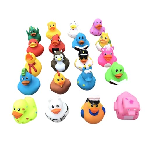 Badeente Lustig Kleins, Badeente Gummi Duckys Badespielzeug für Kinder, Minis Enten Harz, Float and Squeak Minis Gelbe Ente Badewannenspielzeug, 20 Stück von Generisch