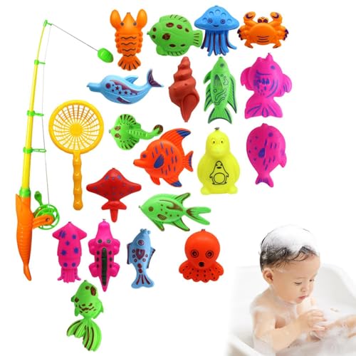 Badespielzeug Angelspiel, magnetisches Angelrutenspiel - Magnetischer Polstab schwimmender Fisch | Schwimmendes Fischspielzeug für die Badewanne, Partygeschenke, Bildungsunterricht von Generisch