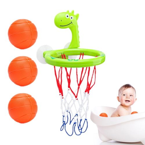 Badezimmer-Basketballkorb,Mini-Badezimmer-Basketballkorb | 4-teiliges Set mit lustigen Basketballkörben und Bällen,Cartoon-Design-Saugnapf-Basketballkorb, tragbares und interaktives Badespielzeug für von Generisch