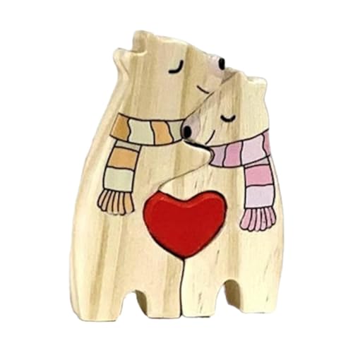 Bärenfamilienpuzzle,Holzbärenfamilienpuzzle - Cartoon-Tier-Puzzle | Weihnachtliche Heimdekoration, Schreibtischzubehör, dekorative Tierskulptur aus Holz zur Einweihungsfeier von Generisch