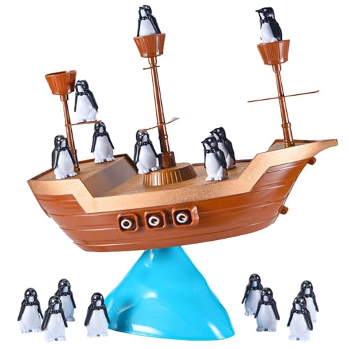 -Balance-Spielzeug | Familienspiel, Balancierspiel Spielzeug mit Piratenschiff-Pinguin-Design,Piratenschiff-Spielzeug, Pinguin-Piratenboot-Balancing-Spiel für Familien-Brettspiele oder Desktop-Dekorat von Generisch