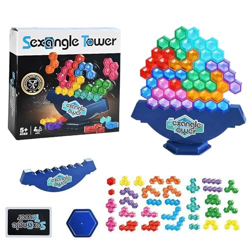 Balance Stacking Game, Tower Balance Toy | Hexagonale Bausteine ​​Rätsel,Bildungsspielzeug für Kinder und Erwachsene, Lernaktivitäten für Game Night von Generisch