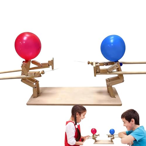 Balloon Bamboo Man Kampfspiel | Handgefertigte Fechtpuppen aus Holz | Ballonkopf-Fechtspiel | Rasante Ballonschlacht | Lustige Puppenspielzeug-Ballon-Partyspiele für 2 Spieler von Generisch