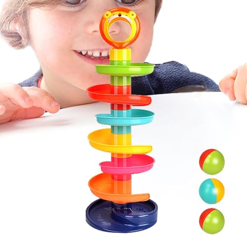 Ballrampen-Spielzeug, Ball-Drop - Lern- und Entwicklungs-Spiralball-Drop-and-Roll-Turm,Cartoon-Frühpädagogisches Spielzeug, Ballrutschen-Spielzeug-Wurfspiel, Aktivitätsspielzeug, Geburtstagsgeschenk f von Generisch