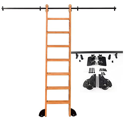 Barn Door Hardware Kit 6m Library Rolling Ladder Track Set Round Tube Carbon Steel Slide with Wheel von Generisch