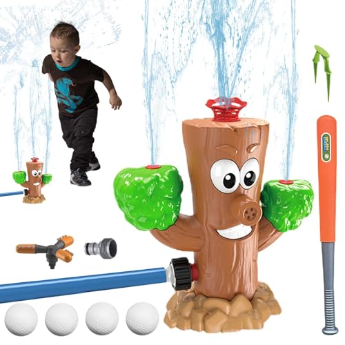 Baseball-Wassersprinkler, Wassersprühsprinkler Baseball | Wassersprühspielzeug im Baumstumpf-Design - 360 Grad drehbarer Baseball-Wassersprinkler für Rasen, Sommer, Kinder ab 3 Jahren, Spaß bei Poolpa von Generisch